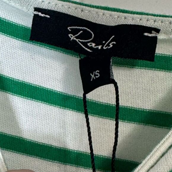 Rails Meg Dress XS Green White Sailor Stripe Tank Midi Dress NWT $138 Cotton - Picture 7 of 9